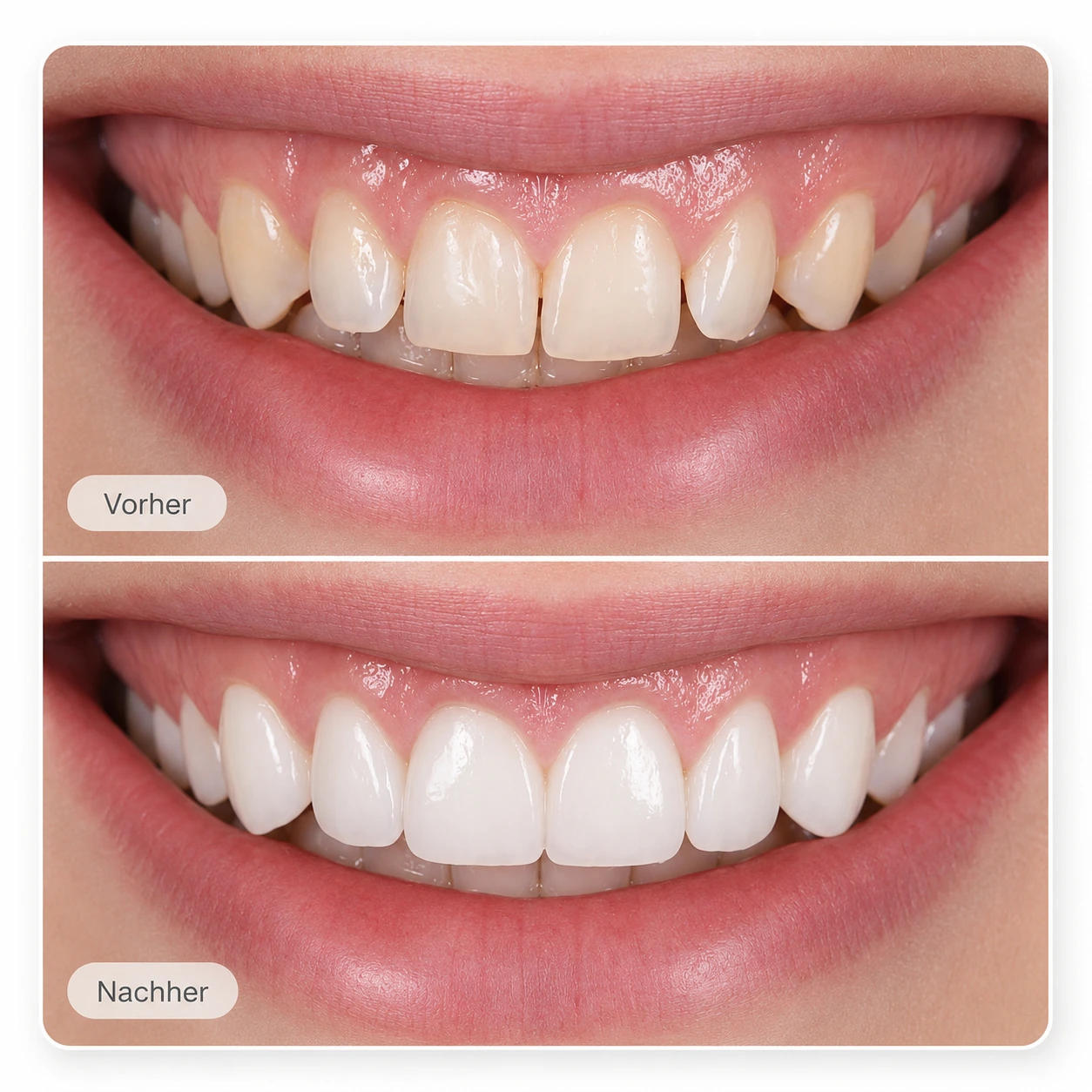 Illustrative before-and-after view of professional teeth cleaning